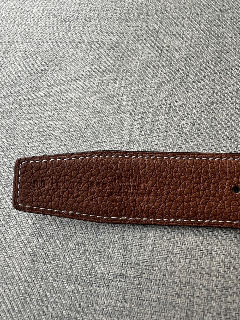 Hermes Brown Leather Belt Strap with White Stitching